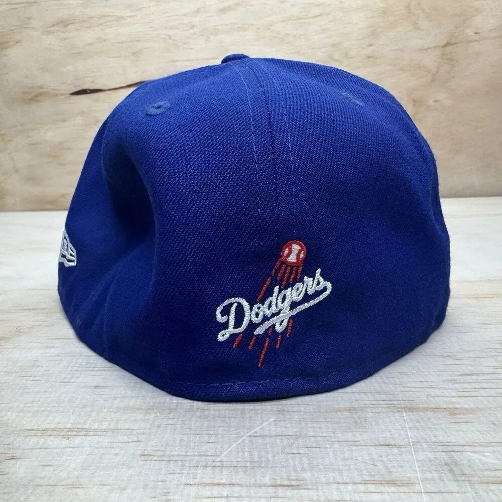 NEW Los Angeles Dodgers New Era 59Fifty Stacked Logo Fitted Cap Hat Blue 7 3/4